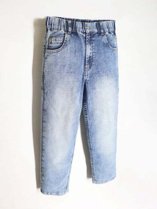 Cherry Crumble Blue Dyed Denim Casual Wear Easy Fit Summer Jeans For Boys And Girls
