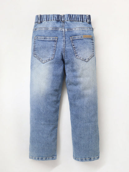 Cherry Crumble Blue Dyed Denim Casual Wear Easy Fit Summer Jeans For Boys And Girls