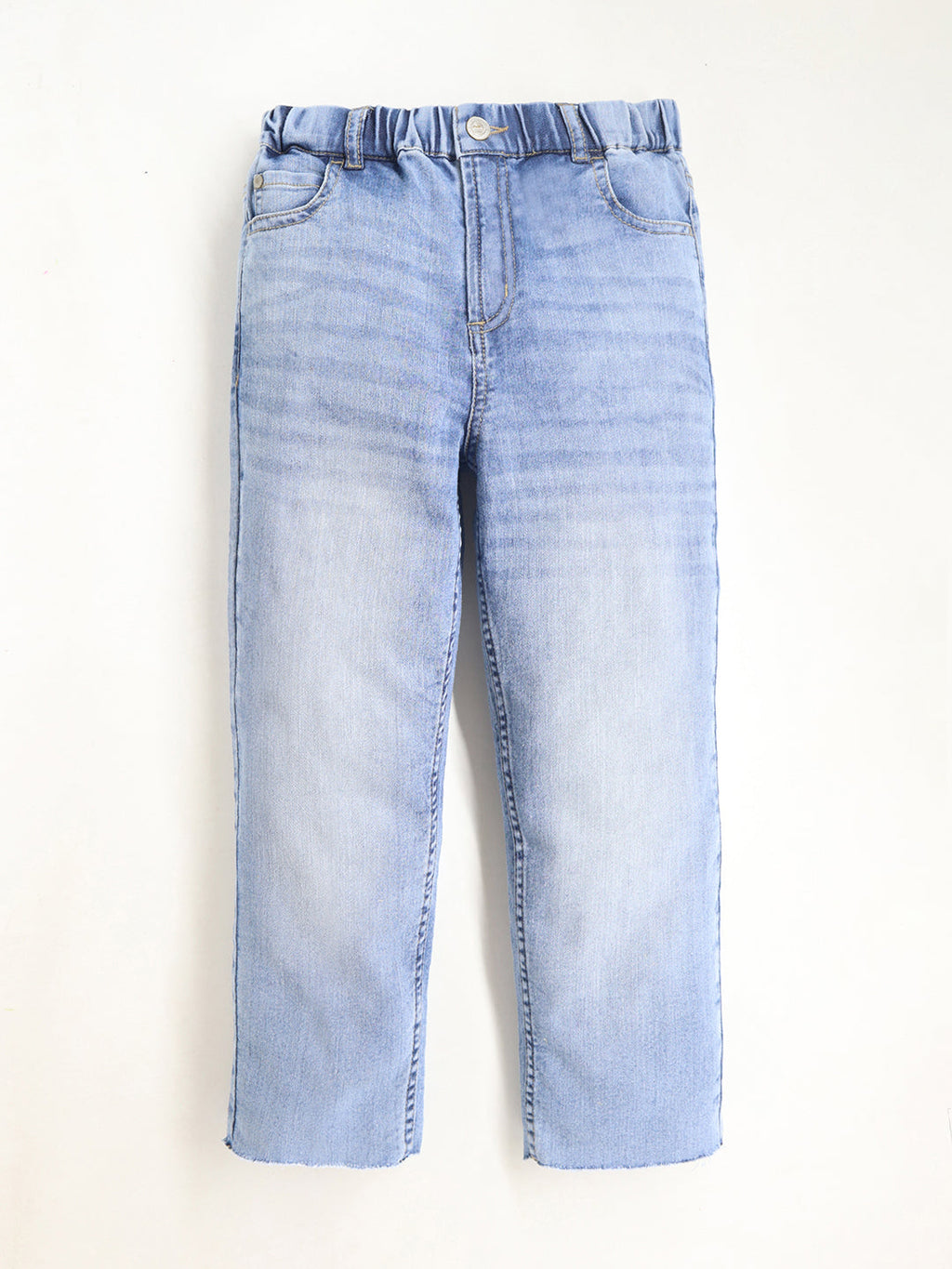 Cherry Crumble Denim Blue Dyed/Washed Denim Casual Wear Straight Fit Summer Jeans For Boys And Girls