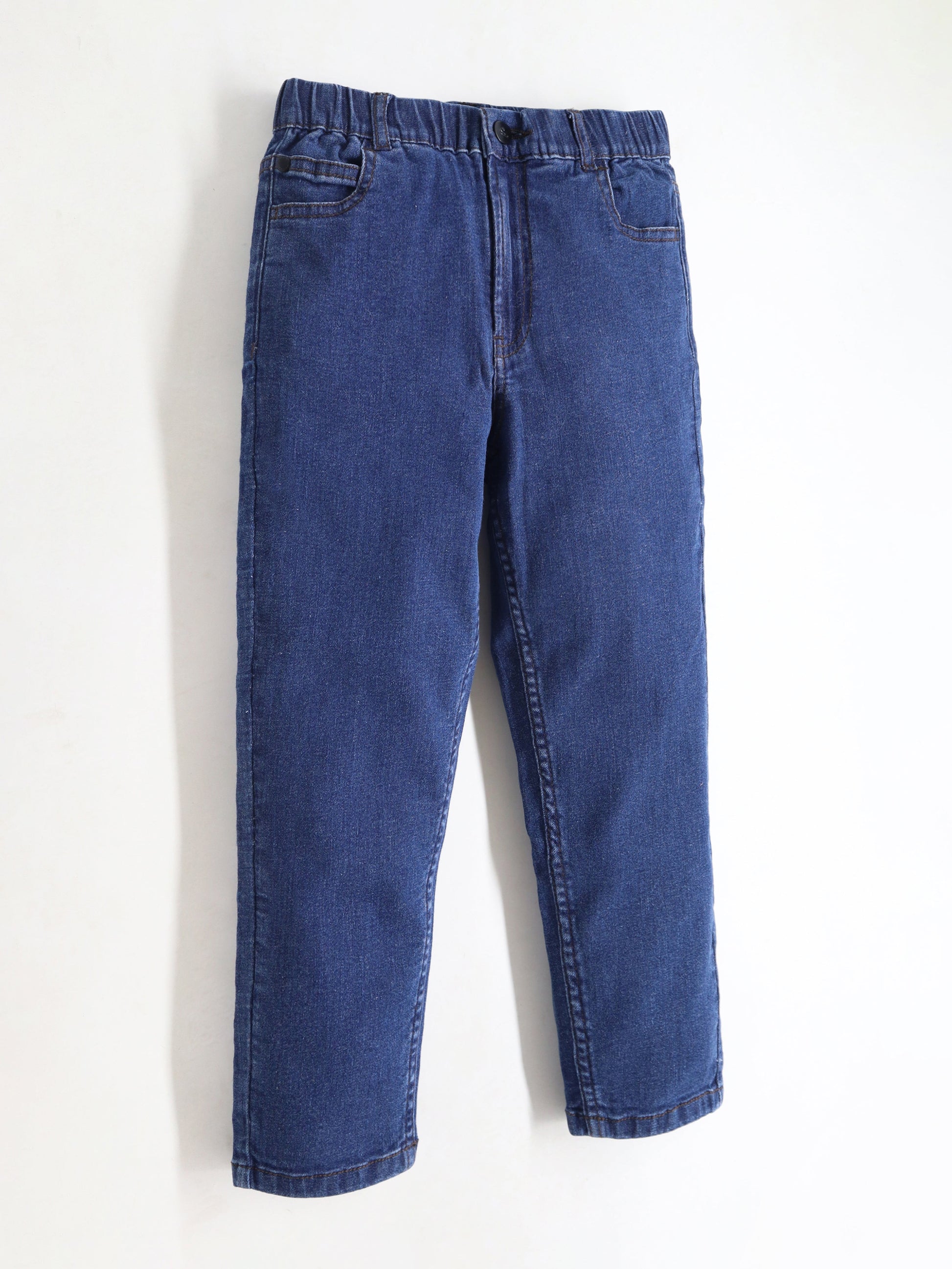 Cherry Crumble Dark Blue Dyed/Washed Denim Casual Wear Easy Fit Summer Jeans For Boys And Girls