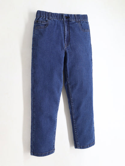 Cherry Crumble Dark Blue Dyed/Washed Denim Casual Wear Easy Fit Summer Jeans For Boys And Girls