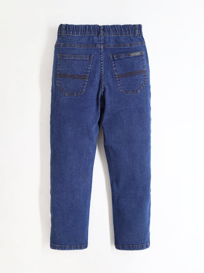 Cherry Crumble Dark Blue Dyed/Washed Denim Casual Wear Easy Fit Summer Jeans For Boys And Girls