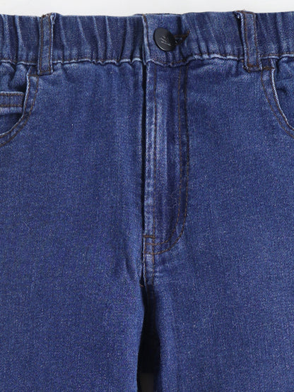 Cherry Crumble Dark Blue Dyed/Washed Denim Casual Wear Easy Fit Summer Jeans For Boys And Girls