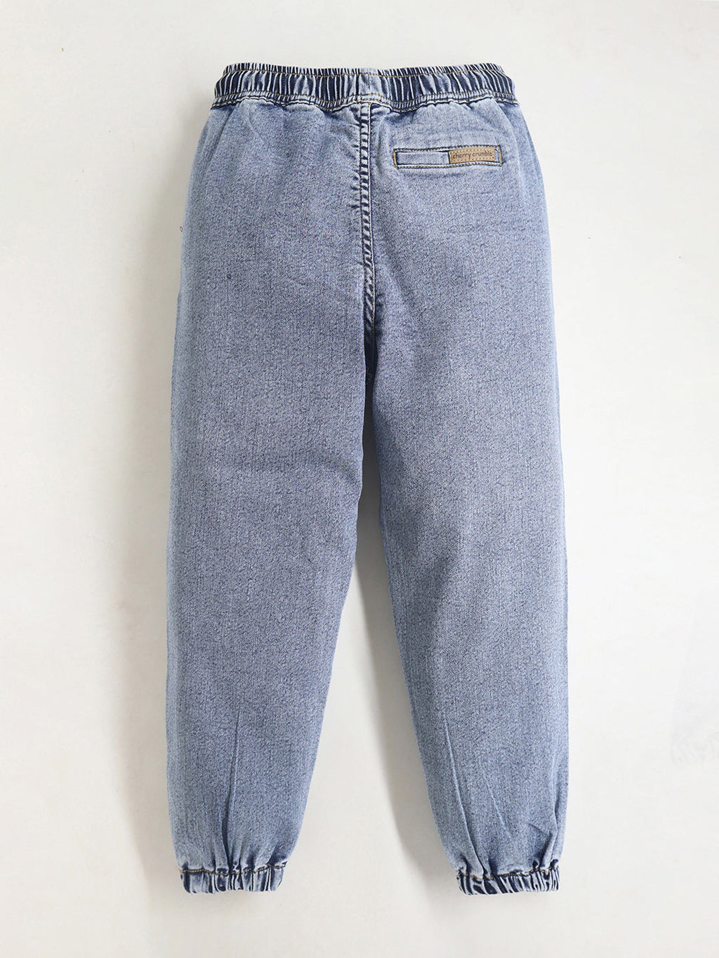 Jungen- & Mädchen-Baggy-Jogginghose aus blauem Denim