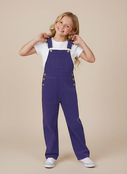 Cherry Crumble navy blue cotton dungaree for girls