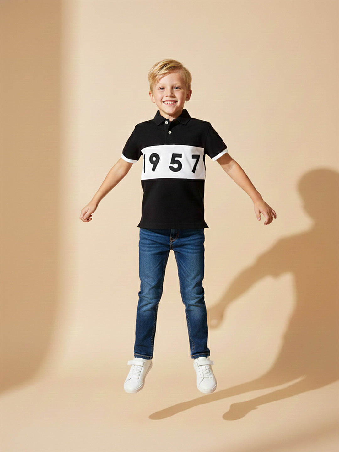 Black & White Color Block Polo T-Shirt