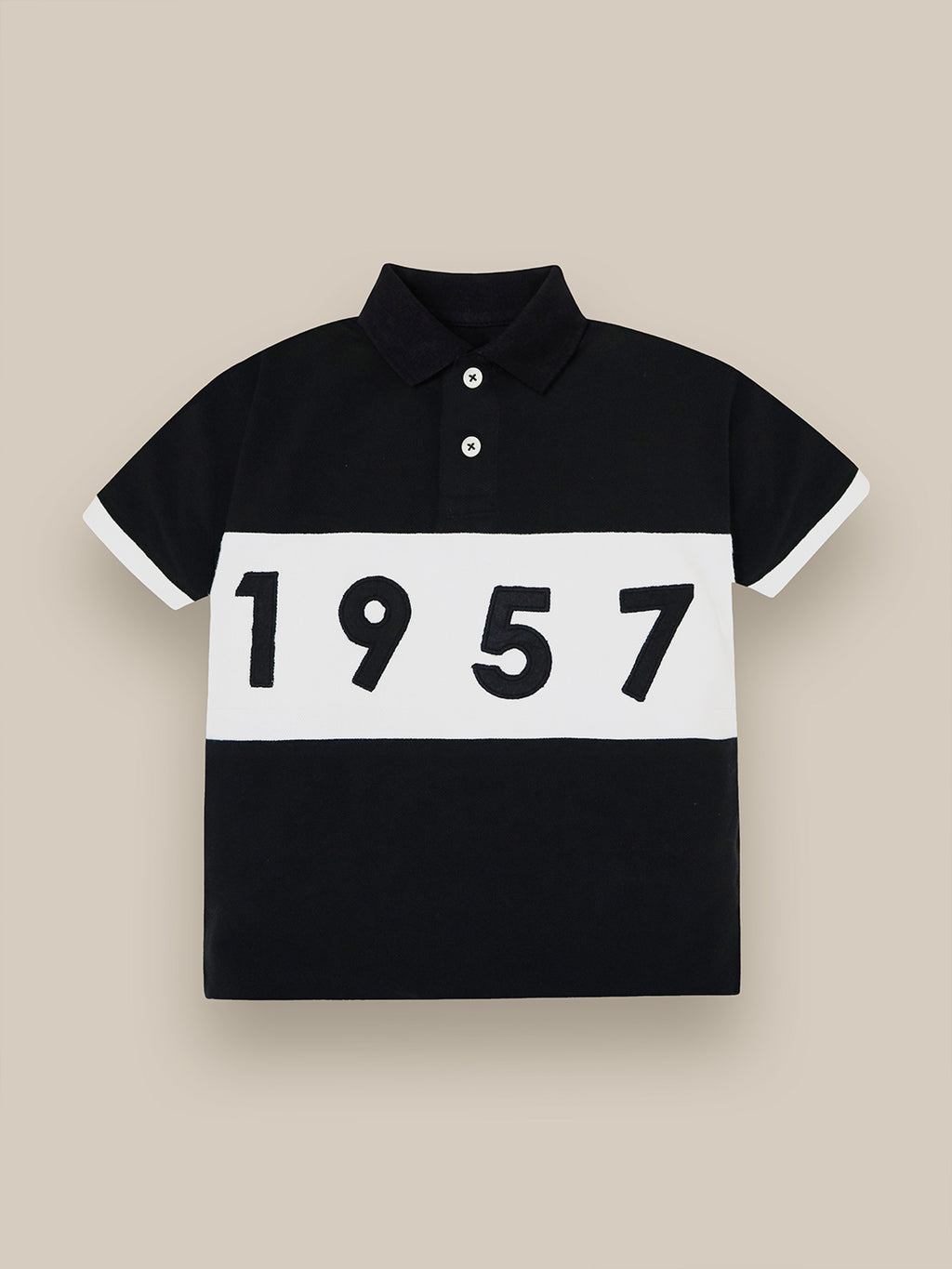 Black & White Color Block Polo T-Shirt
