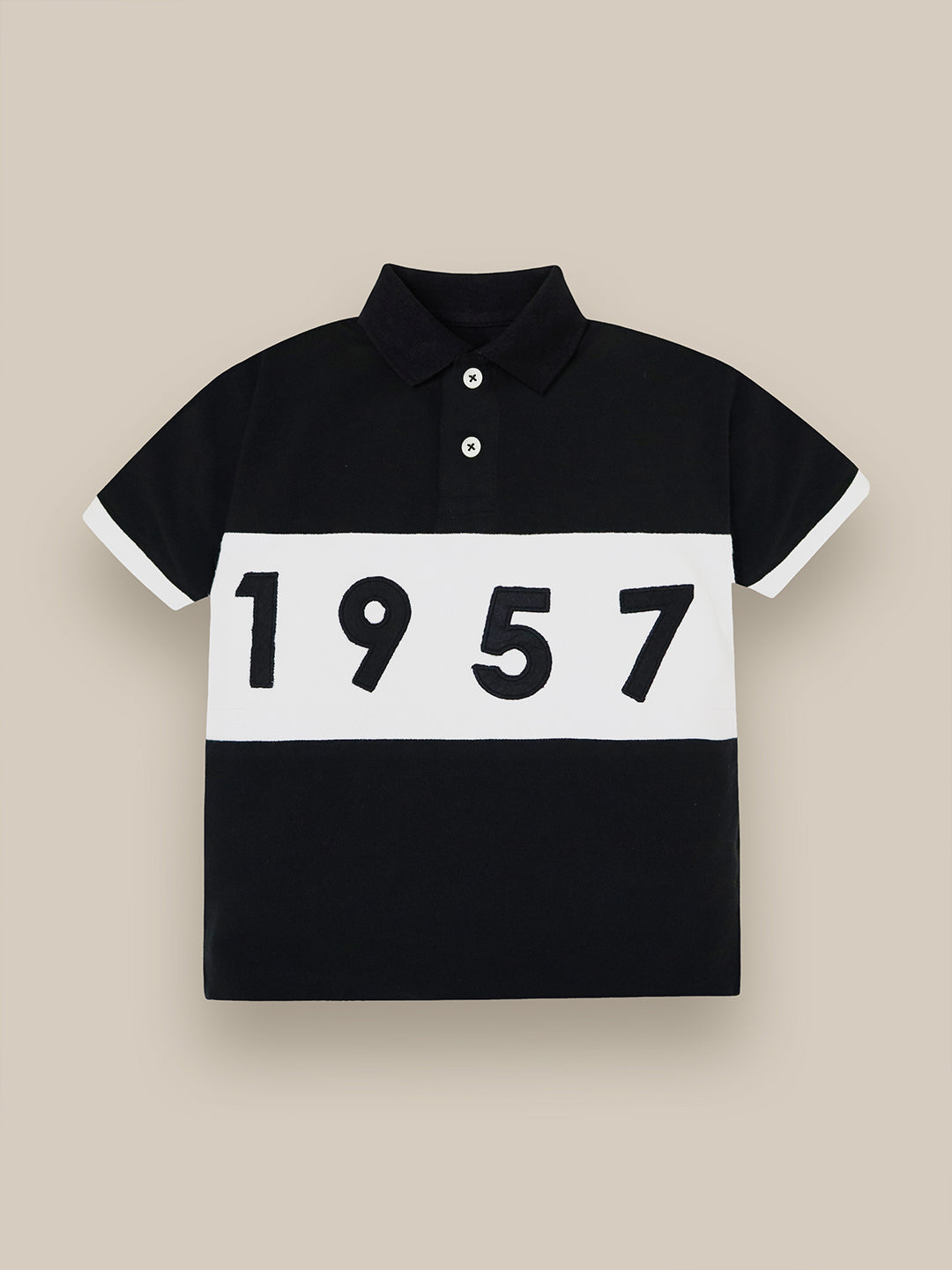 Black & White Color Block Polo T-Shirt