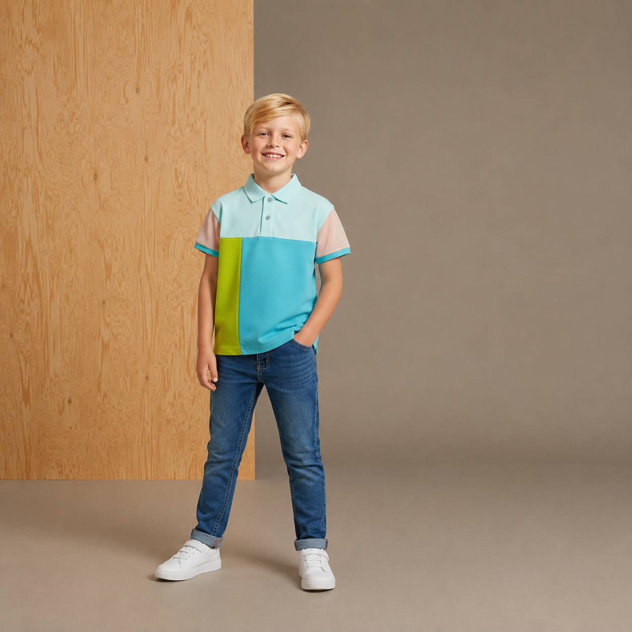 Mehrfarbiges Jungen-Polo-T-Shirt