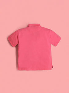 Cherry Crumble Boys Fuchsia and Mustard Regular Length Day Wear Solid Tshirt Set