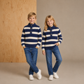 Navy Blue Striped Unisex Sweater