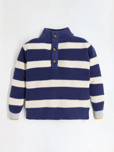 Cherry Crumble Unisex Navy Blue & off White Striped Sweater