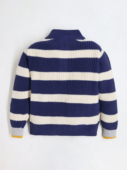 Cherry Crumble Navy Blue White Striped Lovely Winter Sweater