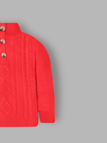 Cherry Crumble Red Cable Knit Adorable Sweater