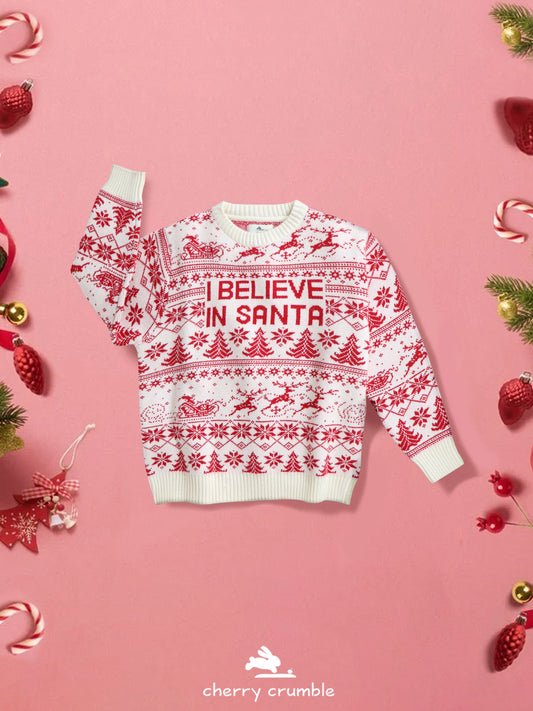 Cherry Crumble Cozy Cream & Red Christmas Sweater