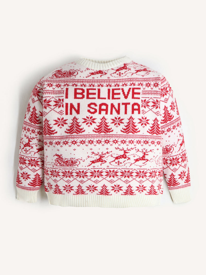 Cozy Cream & Red Christmas Sweater