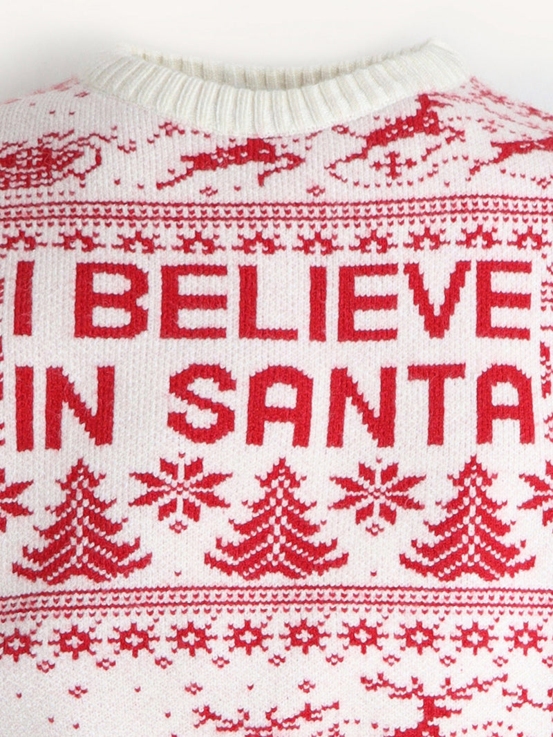 Cozy Cream & Red Christmas Sweater