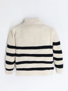 Cherry Crumble Unisex Off White & Black Striped Sweater