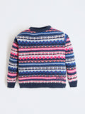 Cherry Crumble Multicolor Intarsia Embroidered Sweet Winter Sweater