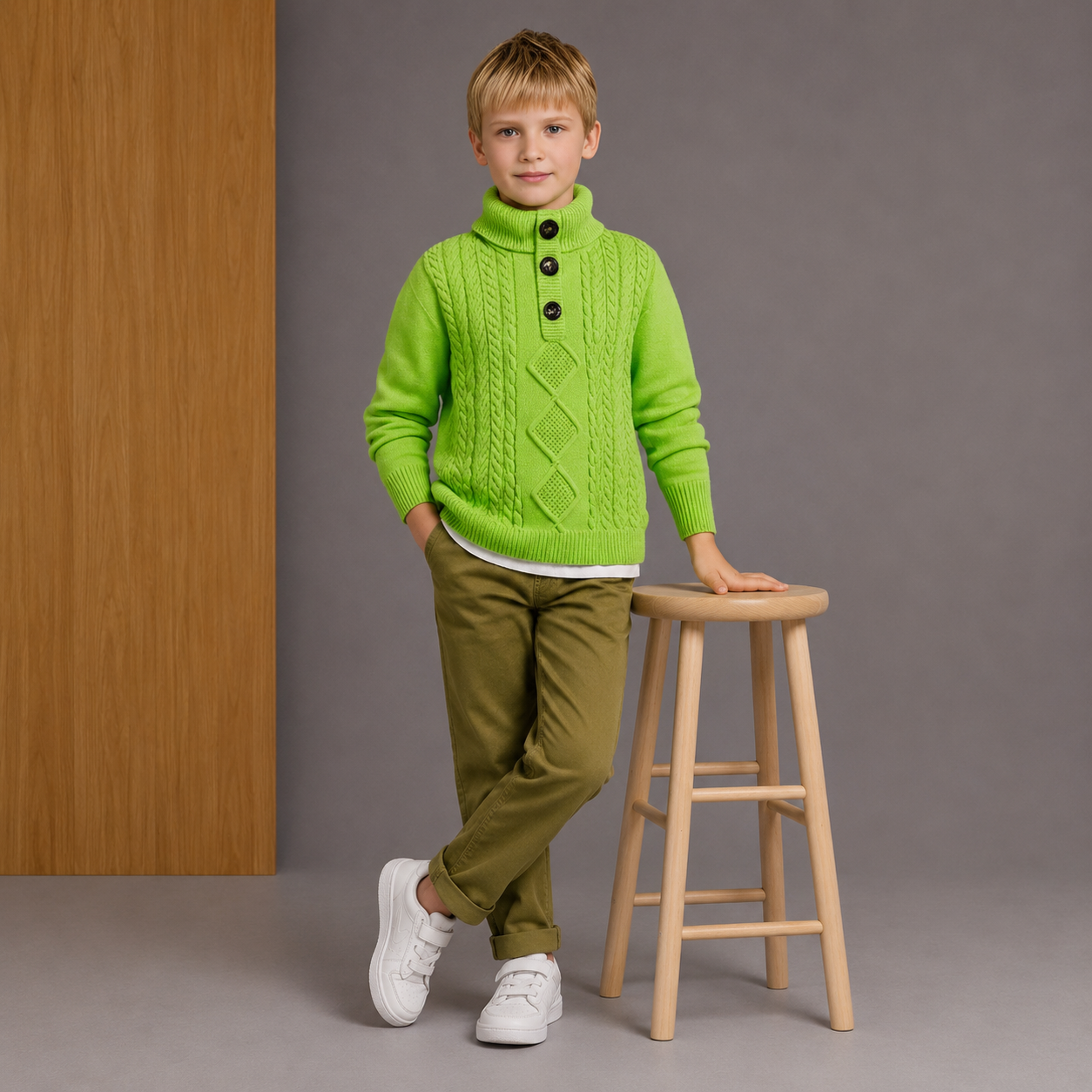 Green Cable Knit Cute Stylish Sweater