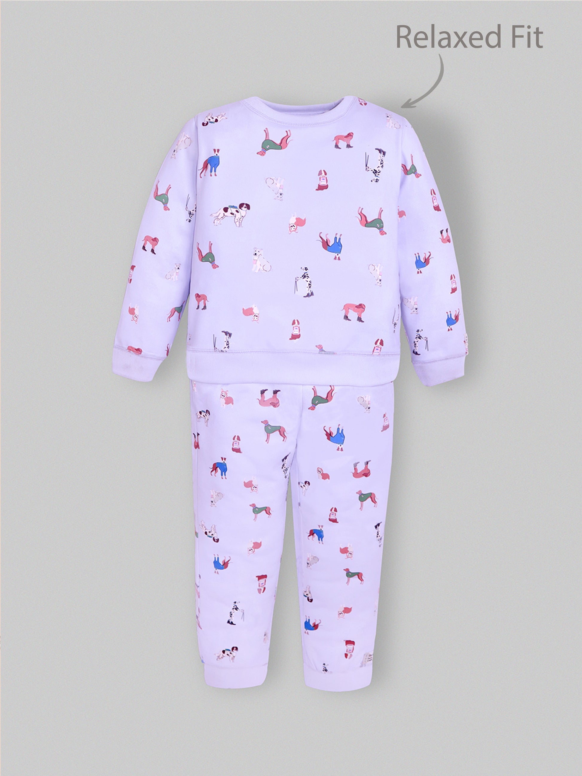 Cherry Crumble Sky Blue Printed Sweet Elegant Nightsuit