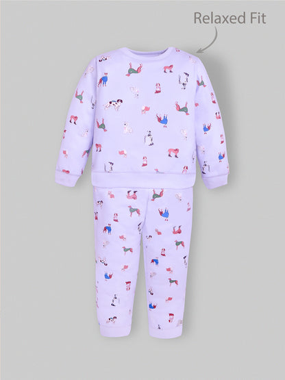Cherry Crumble Sky Blue Printed Sweet Elegant Nightsuit