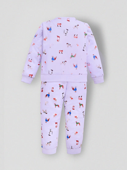 Cherry Crumble Sky Blue Printed Sweet Elegant Nightsuit