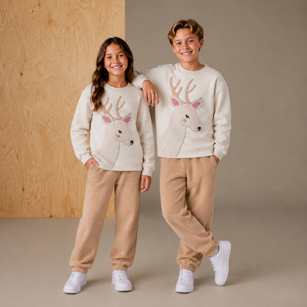Pyjama d'hiver multicolore uni appliqué tendance et élégant