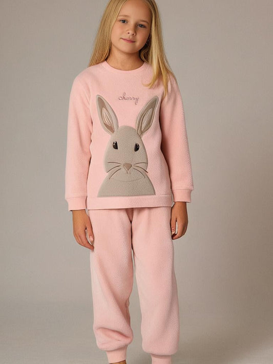 Cherry Crumble Peach Solid Applique Cozy Winter Nightsuit
