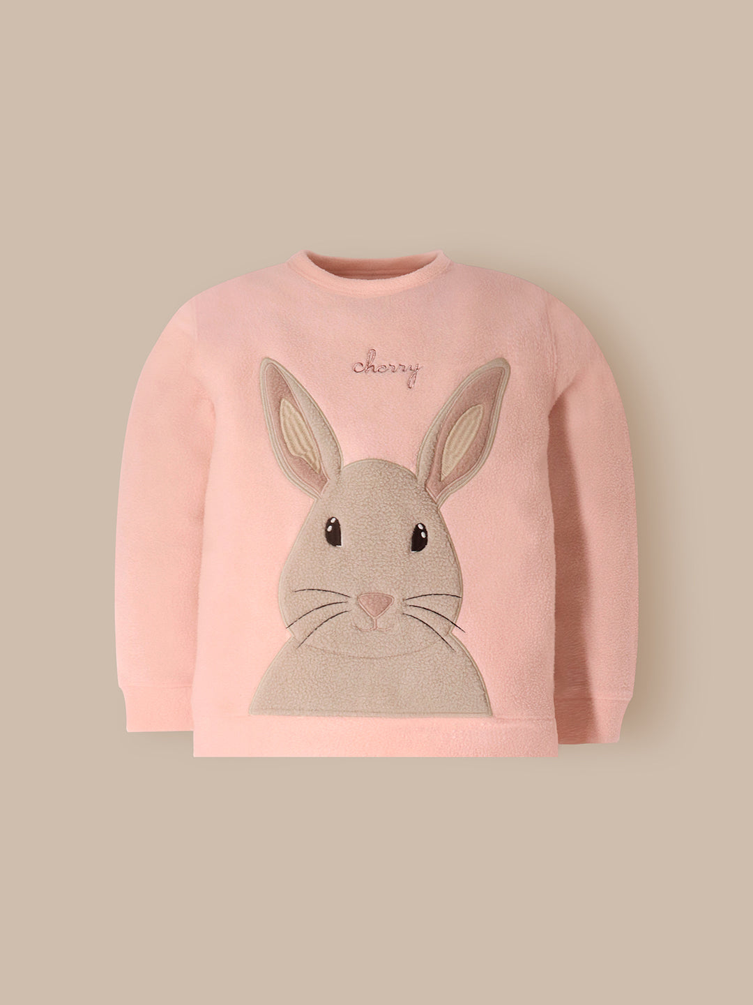 Cherry Crumble Peach Solid Applique Cozy Winter Nightsuit