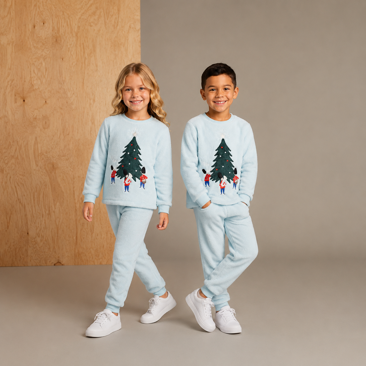 Sky Blue Applique Lovely Classic Christmas Nightsuit