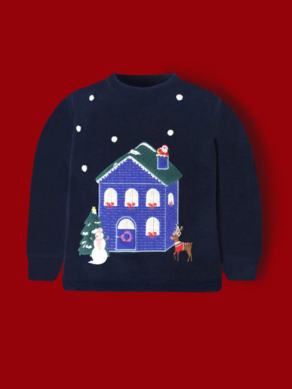 Cherry Crumble Navy Solid Applique Adorable Smart Nightsuit