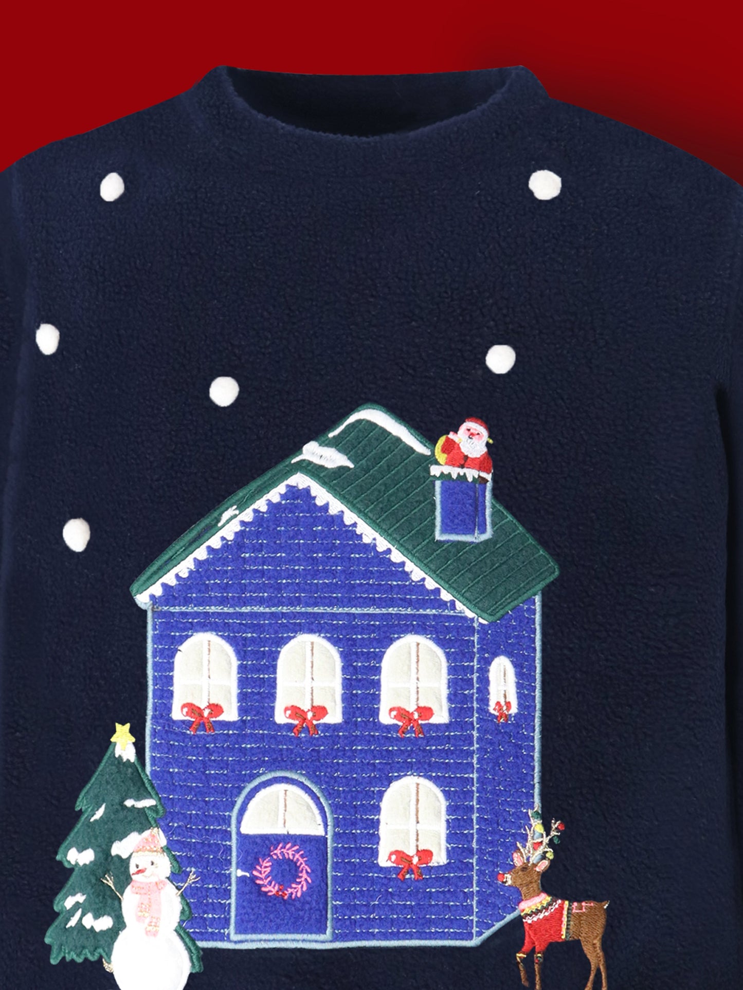 Cherry Crumble Navy Solid Applique Adorable Smart Nightsuit