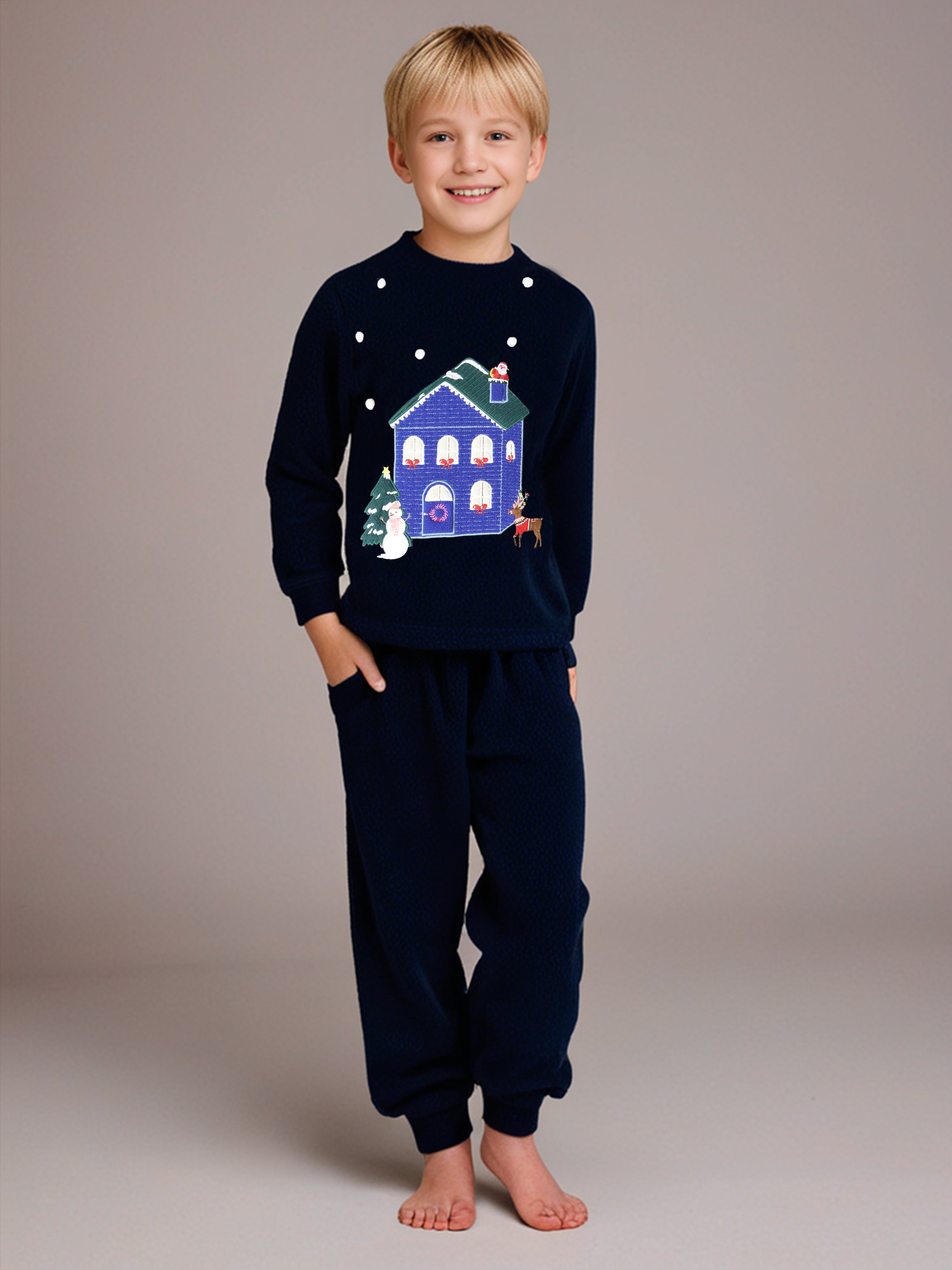 Cherry Crumble Navy Solid Applique Adorable Smart Nightsuit