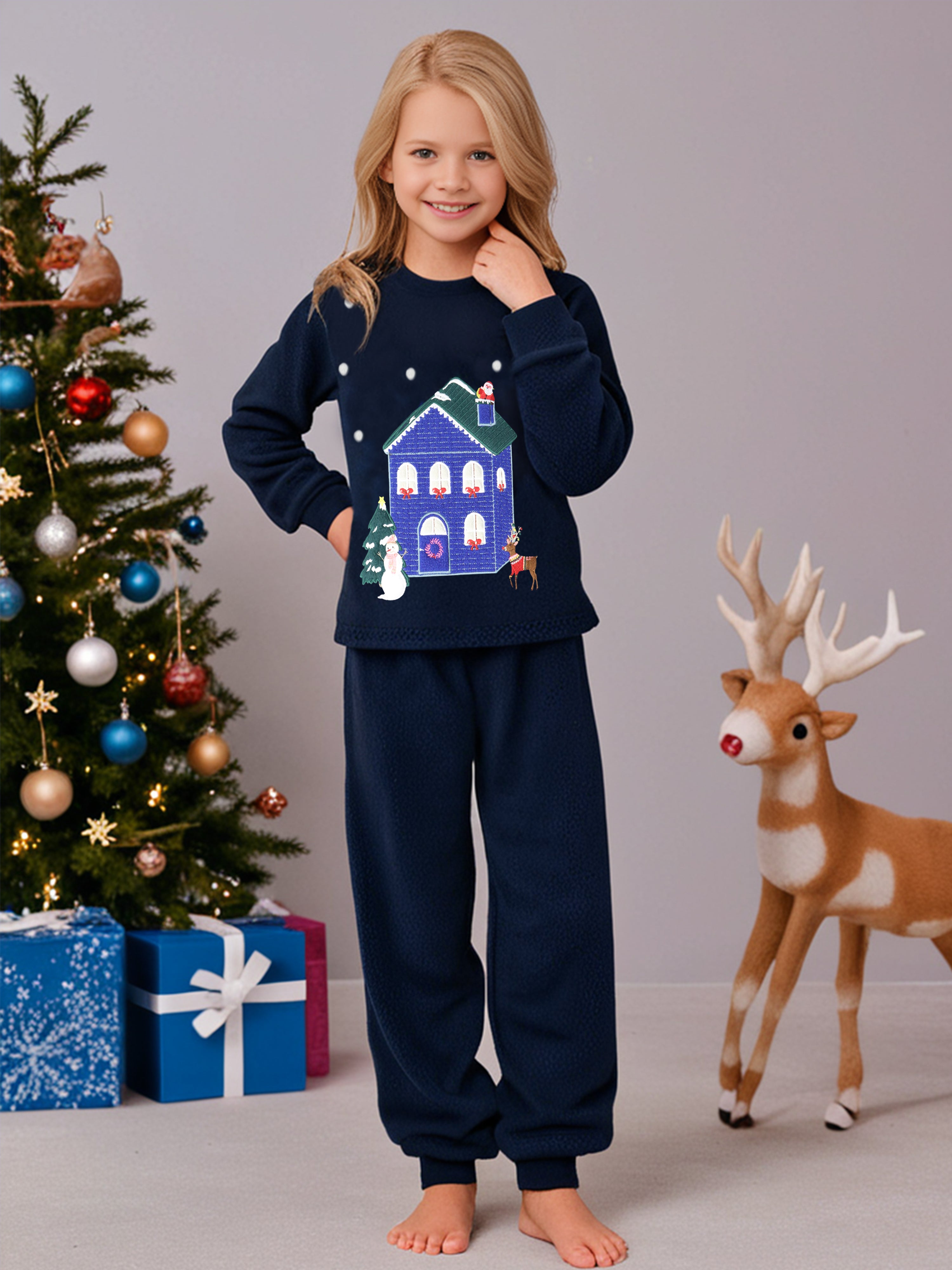 Cherry Crumble Navy Solid Applique Adorable Smart Nightsuit