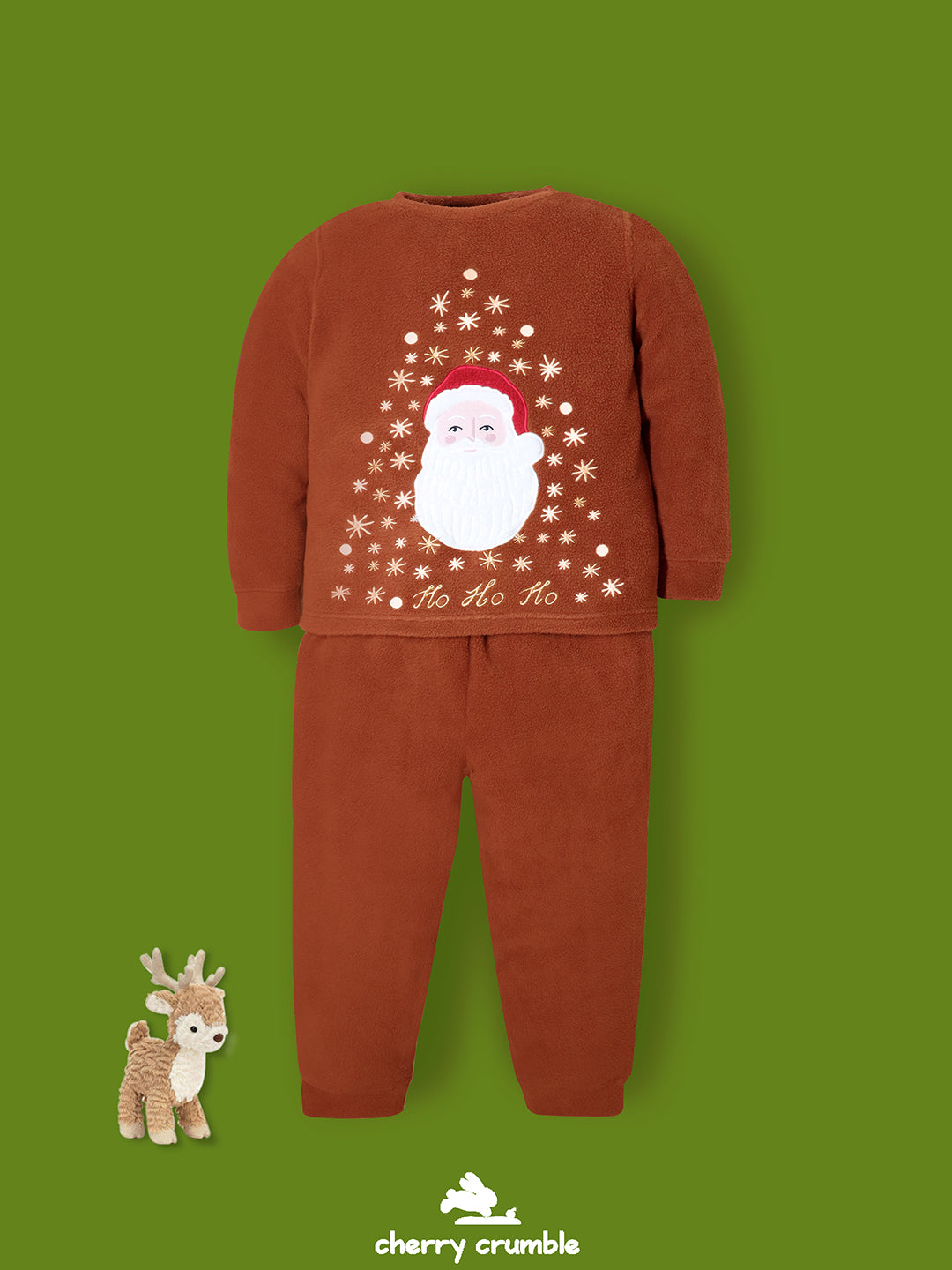 Cherry Crumble Brown Applique Lovely Stylish Winter Nightsuit