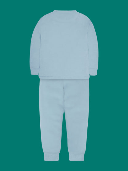 Cherry Crumble Sky Blue Solid Applique Adorable Winter Nightsuit