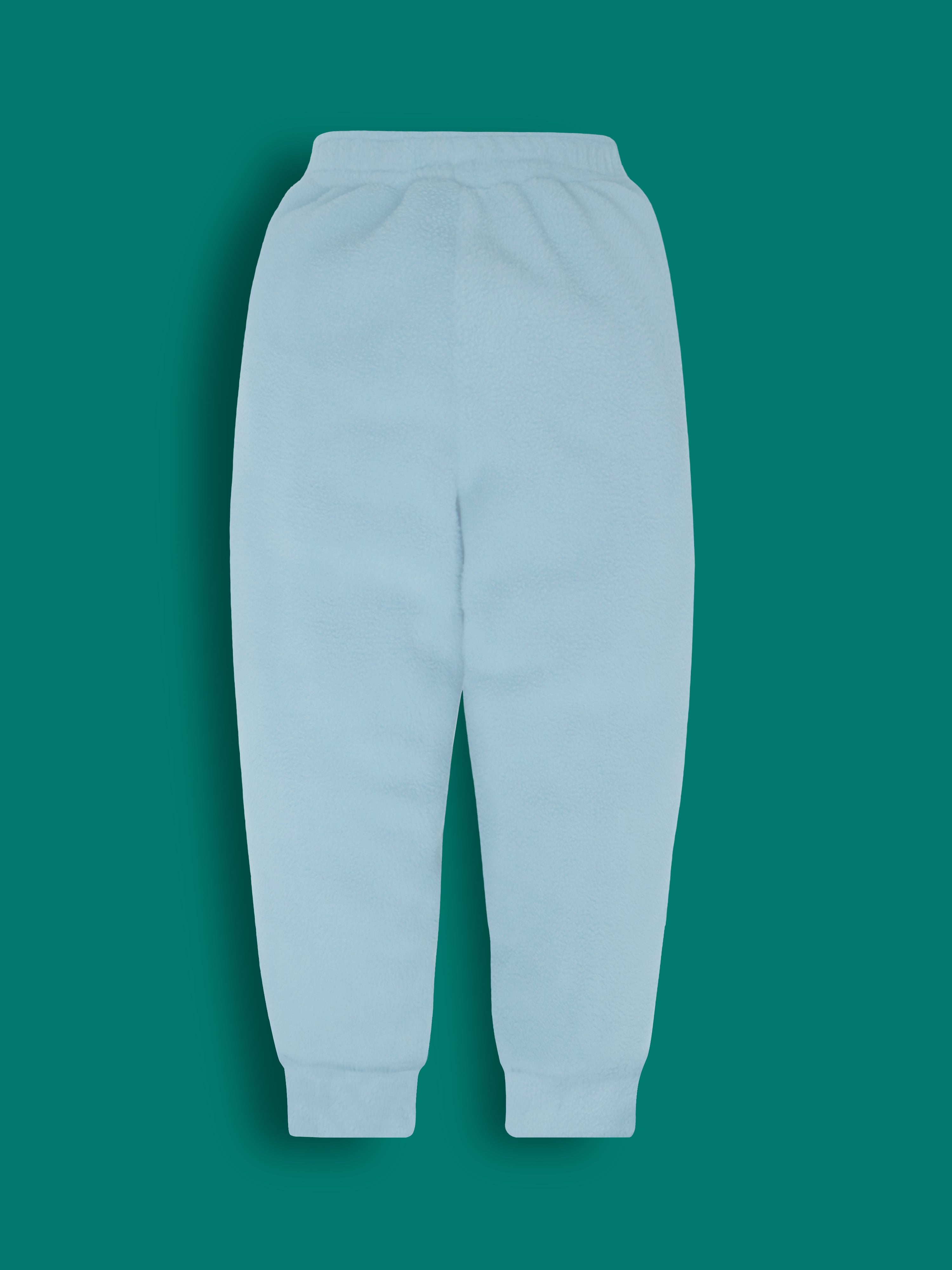 Cherry Crumble Sky Blue Solid Applique Adorable Winter Nightsuit