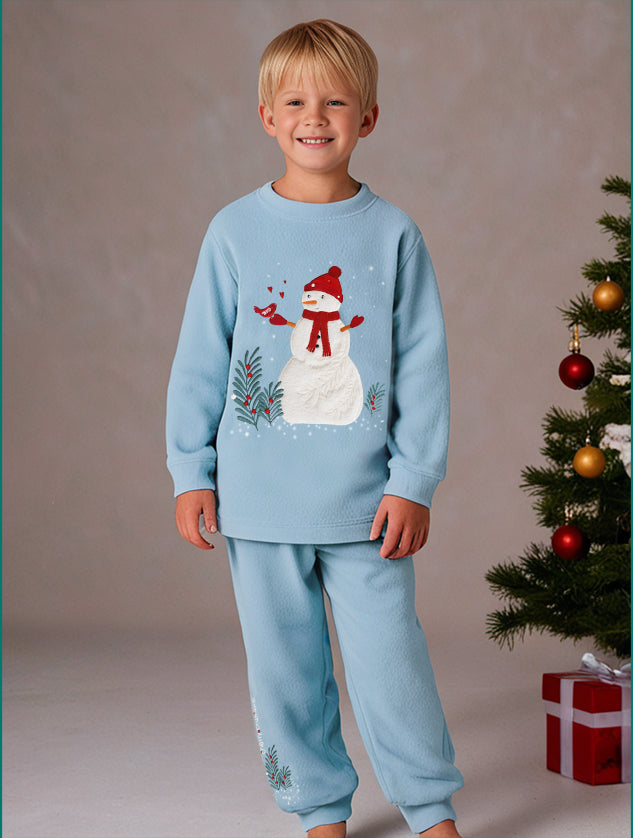 Cherry Crumble Sky Blue Solid Applique Adorable Winter Nightsuit