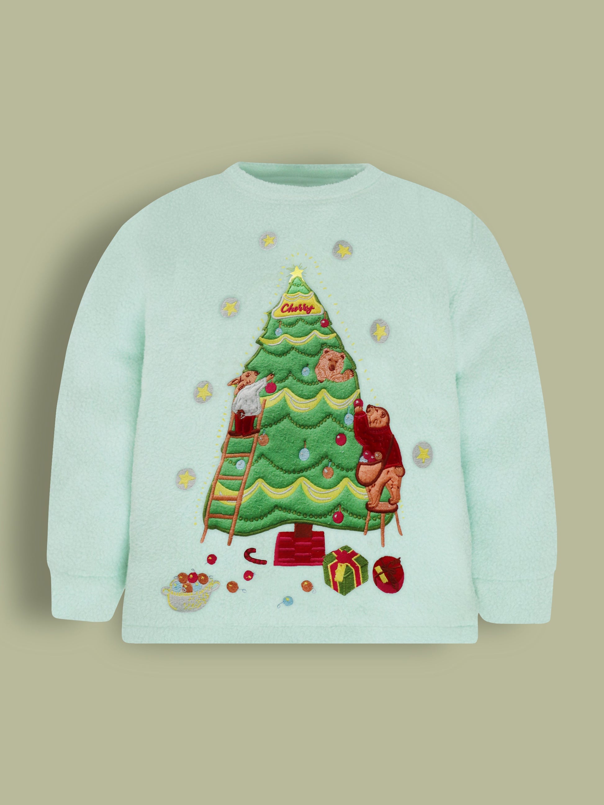 Cherry Crumble Mint Solid Applique Sweet Stylish Nightsuit