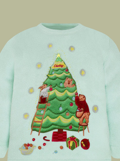 Cherry Crumble Mint Solid Applique Sweet Stylish Nightsuit