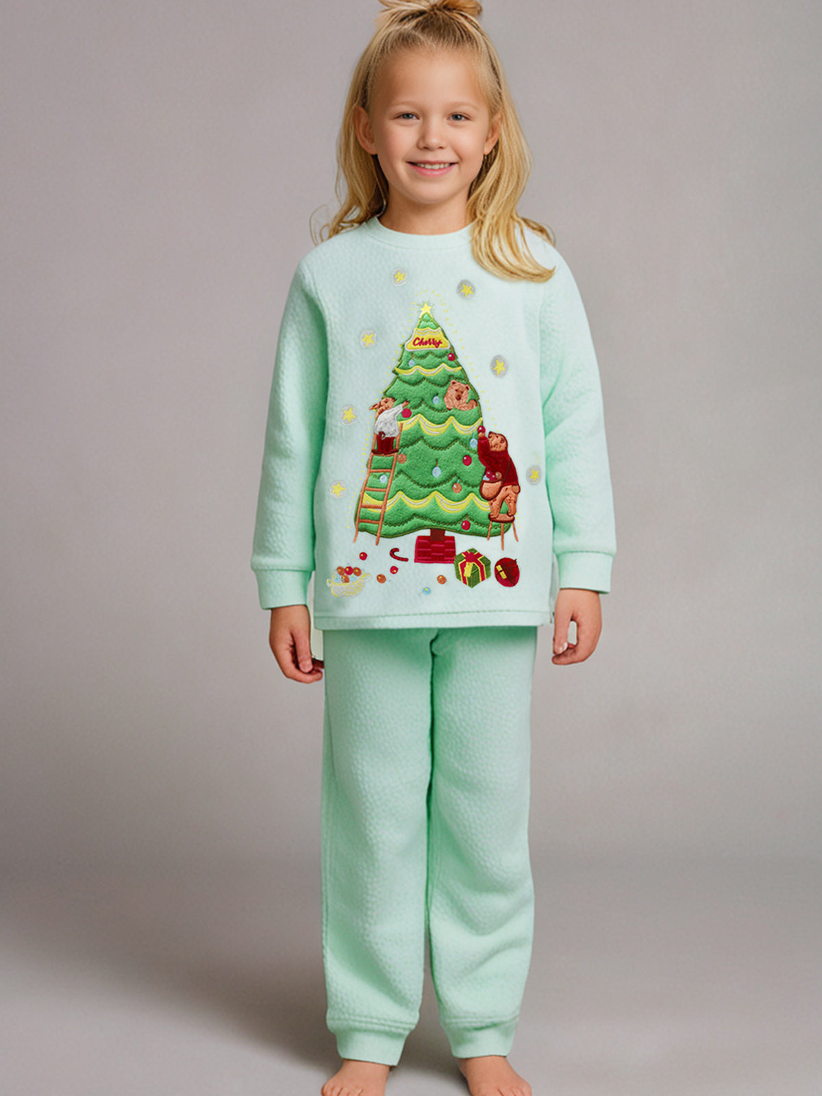 Cherry Crumble Mint Solid Applique Sweet Stylish Nightsuit