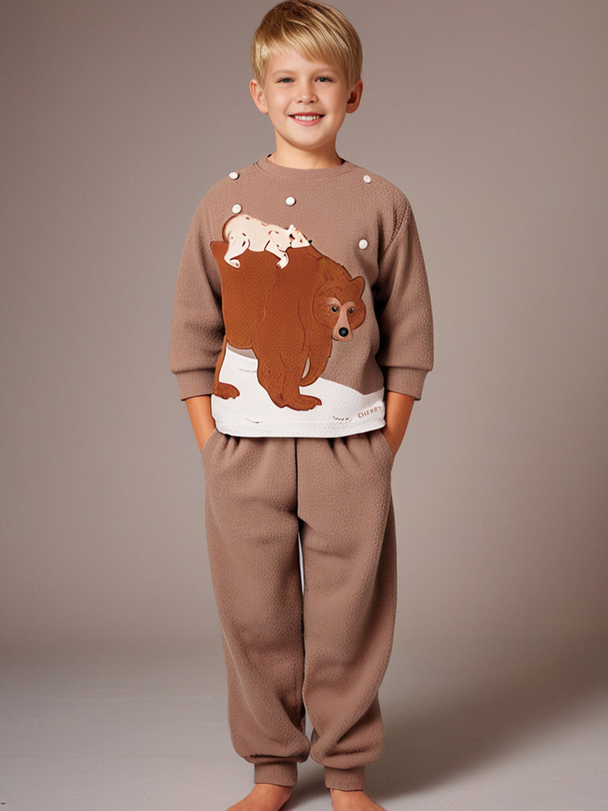 Cherry Crumble Brown Solid Applique Trendy Nightsuit