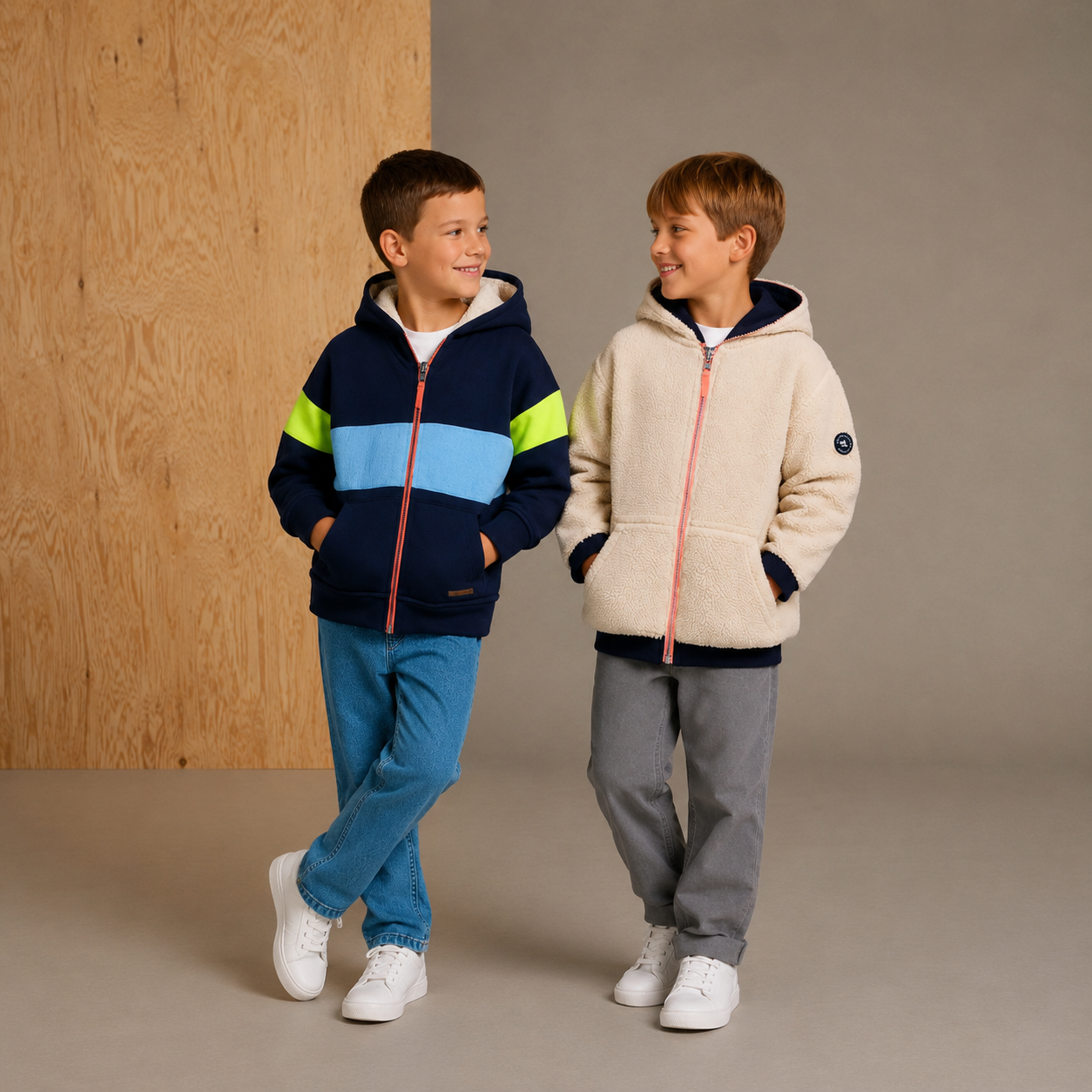 Cozy Color-Block Hoodie Reversible Jacket