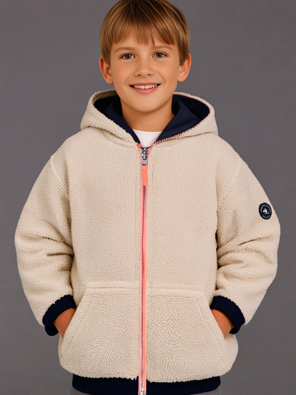 Gemütliche Color-Block Wendejacke mit Kapuze