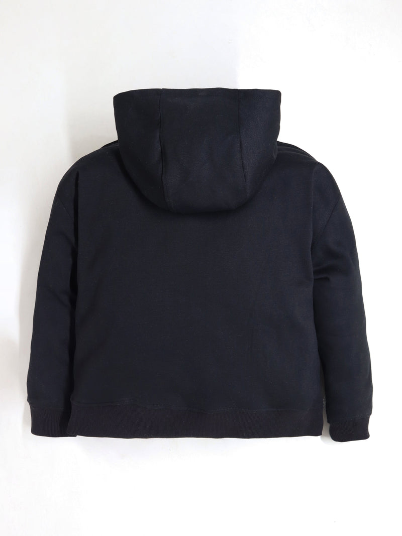 Black Solid Applique Embroidered Sweet Elegant Winter Sweatshirt