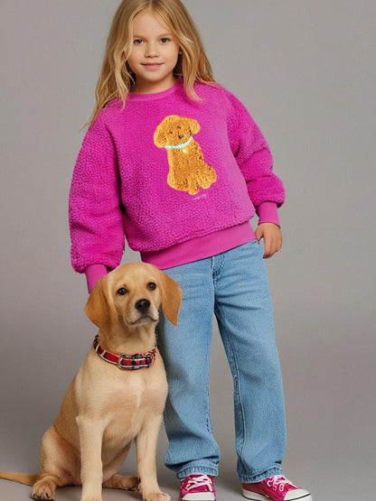 Cherry Crumble Solid Applique Snug Classic Winter Sweatshirt