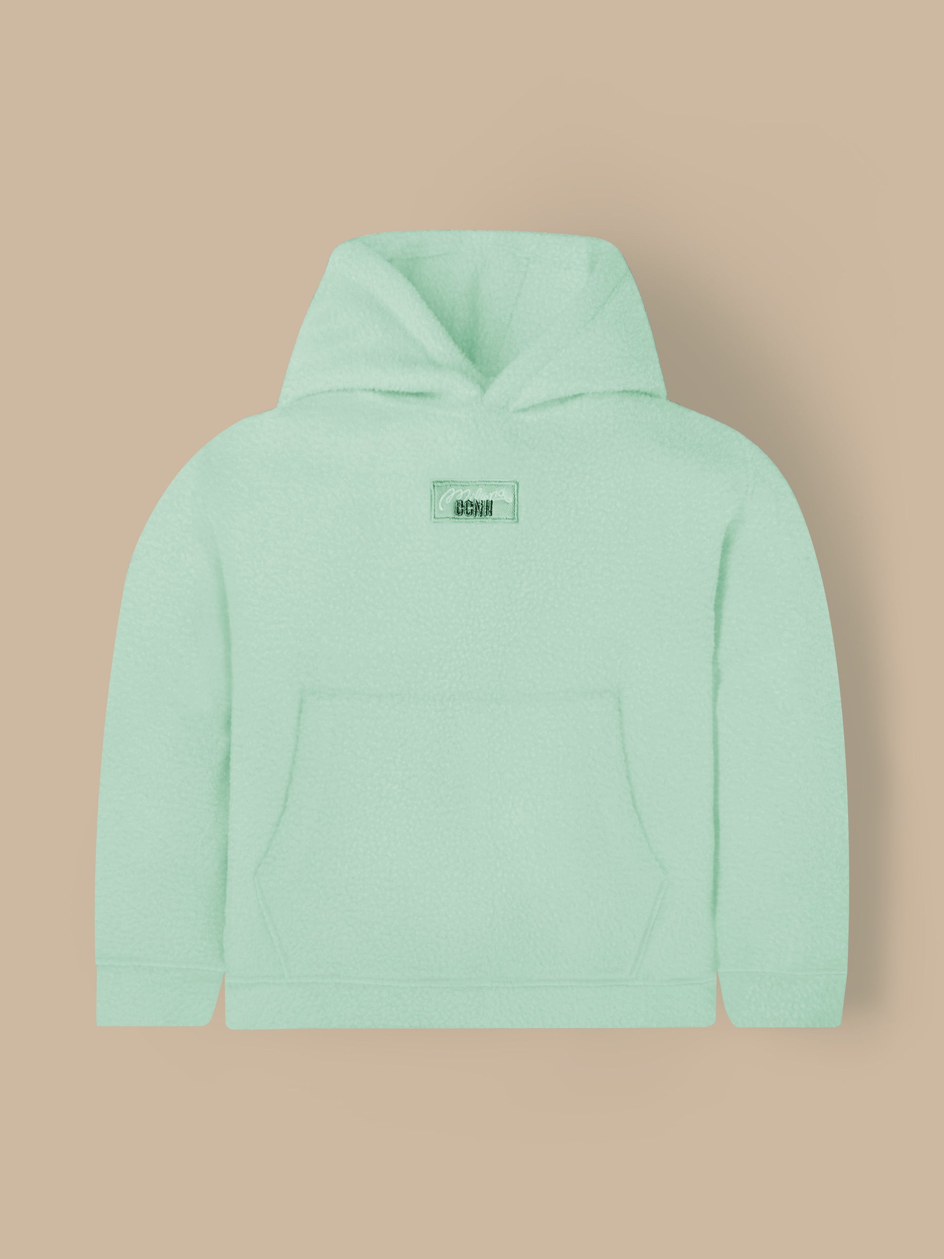 Cherry Crumble Mint Solid Hooded Applique & Embroidered Unisex Sweatshirt