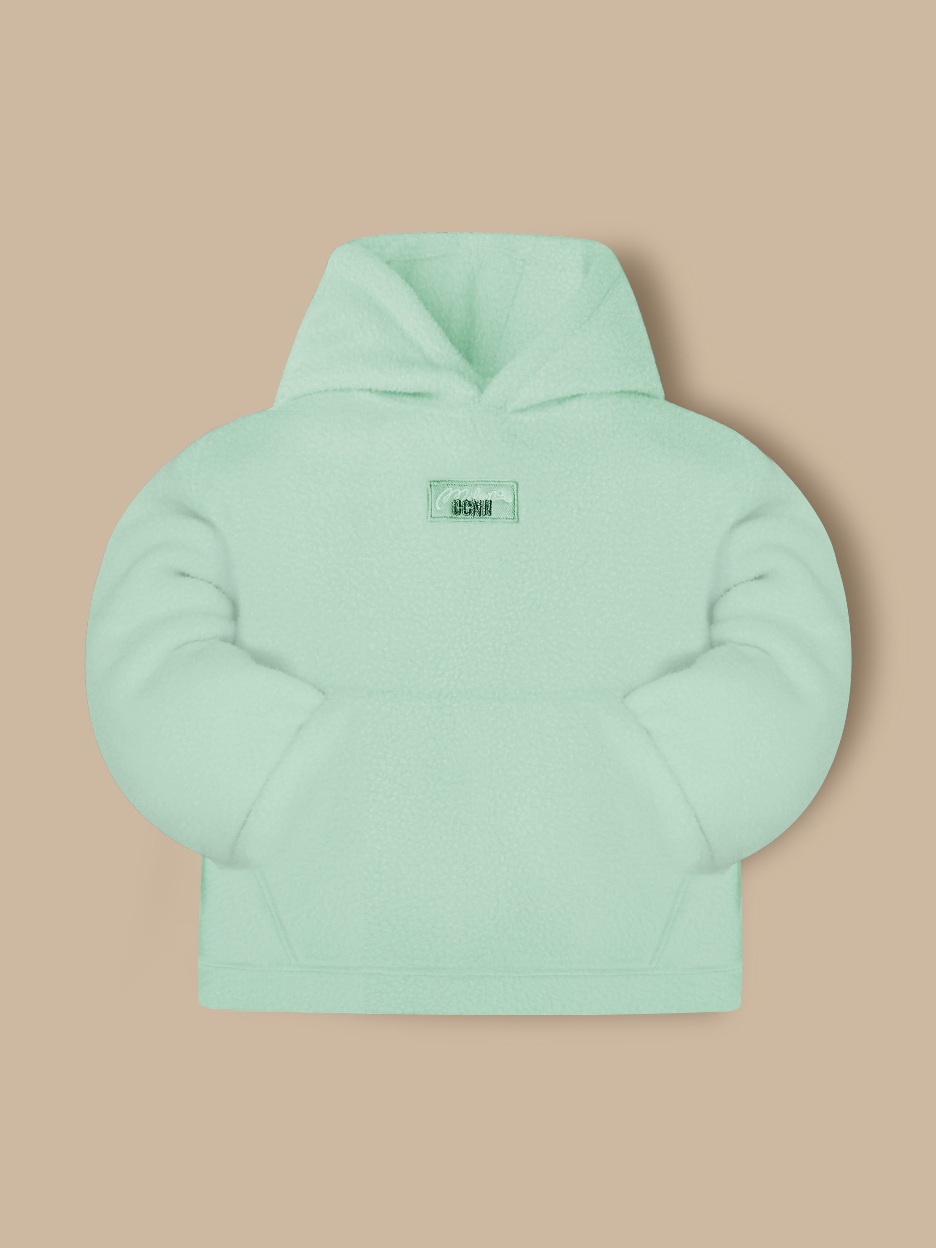 Cherry Crumble Mint Solid Hooded Applique & Embroidered Unisex Sweatshirt