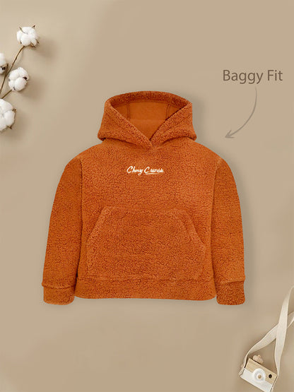 Cherry Crumble Brown Solid Embroidered Charming Graceful Winter Hoodie